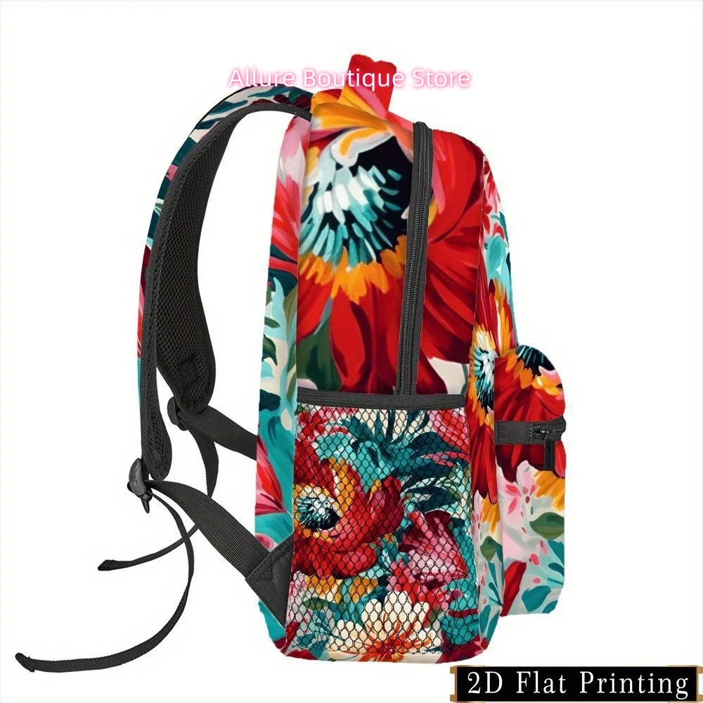 1pc Vibrant Floral Print Backpack, Zipper Personality Design, Easy Hand Wash, Fashionable Multi-Purpose Printed Pattern, Shoulde