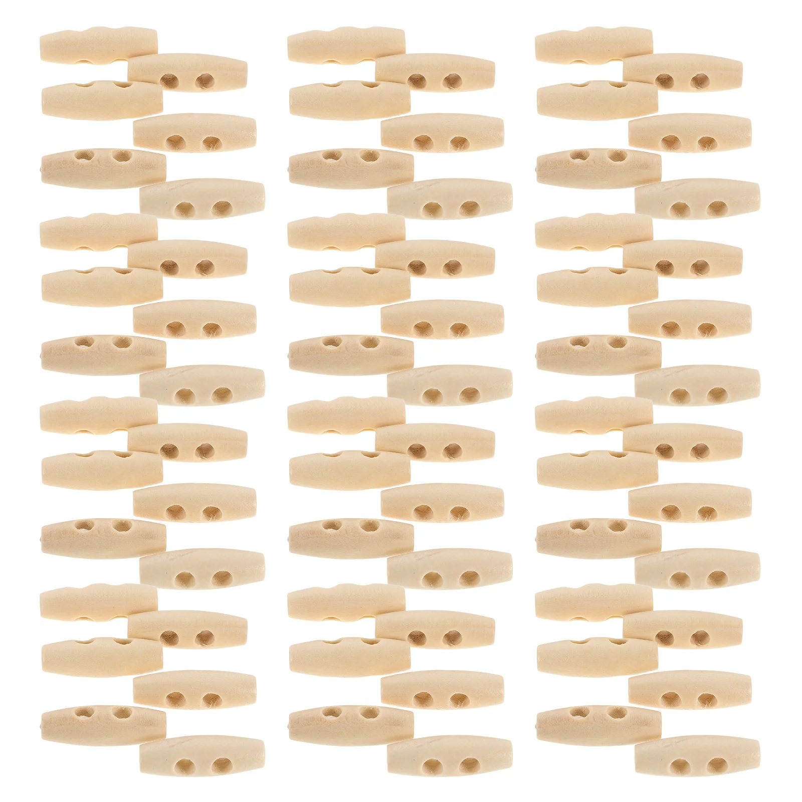 

50Pcs Wooden Toggle Buttons Craft Sewing for Coats Sweaters Two Holes Replacement Retro Clothes Closure Fastener Bulk