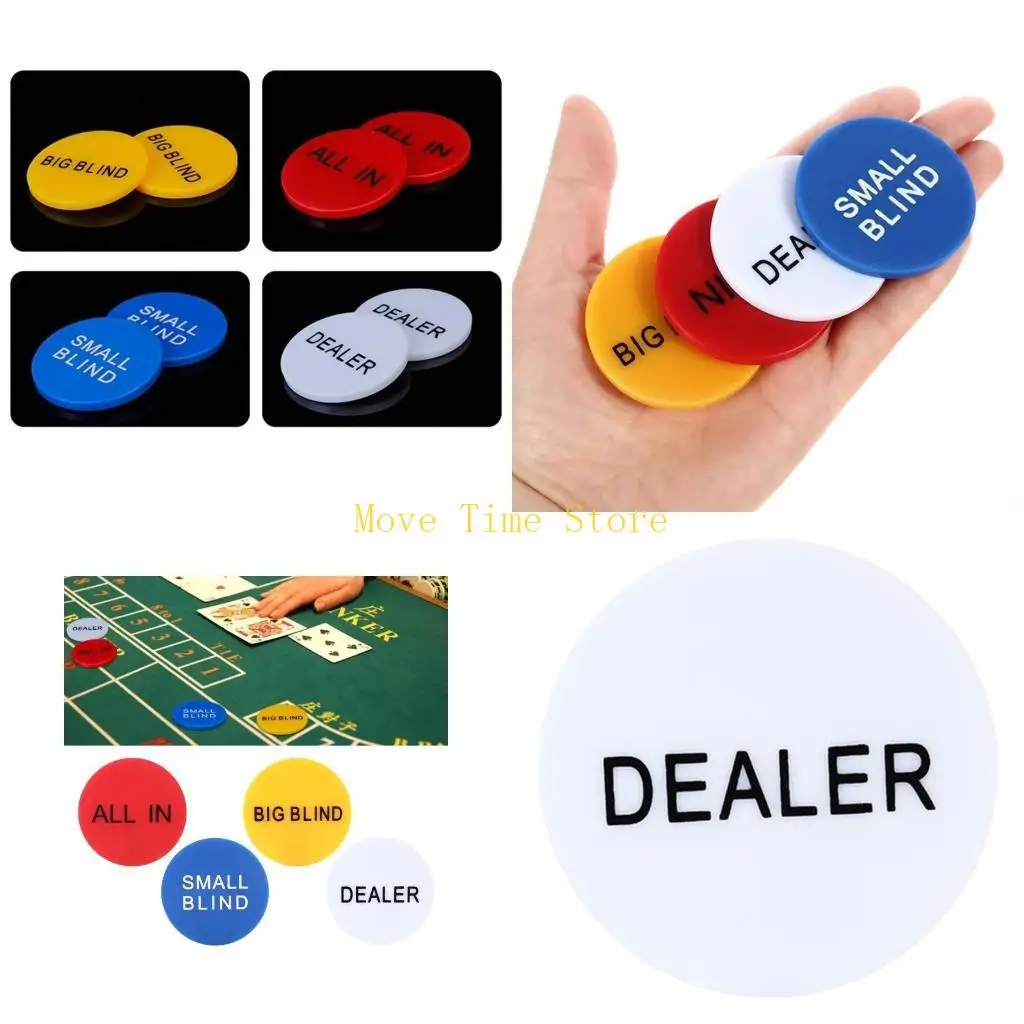 

92ME 4 шт. круглые кнопки для покера, кнопки для крупье, кнопки для большого блайнда, маленького блайнда