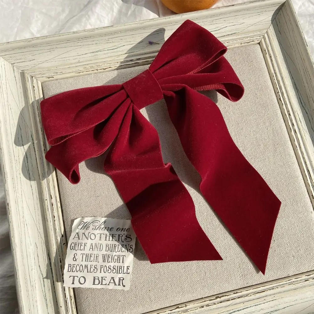 Wine Red Bowknot Hair Clips New Headwear Velvet Large Bow Hairpin Headdress Hair Accessories Bang Clip Girls