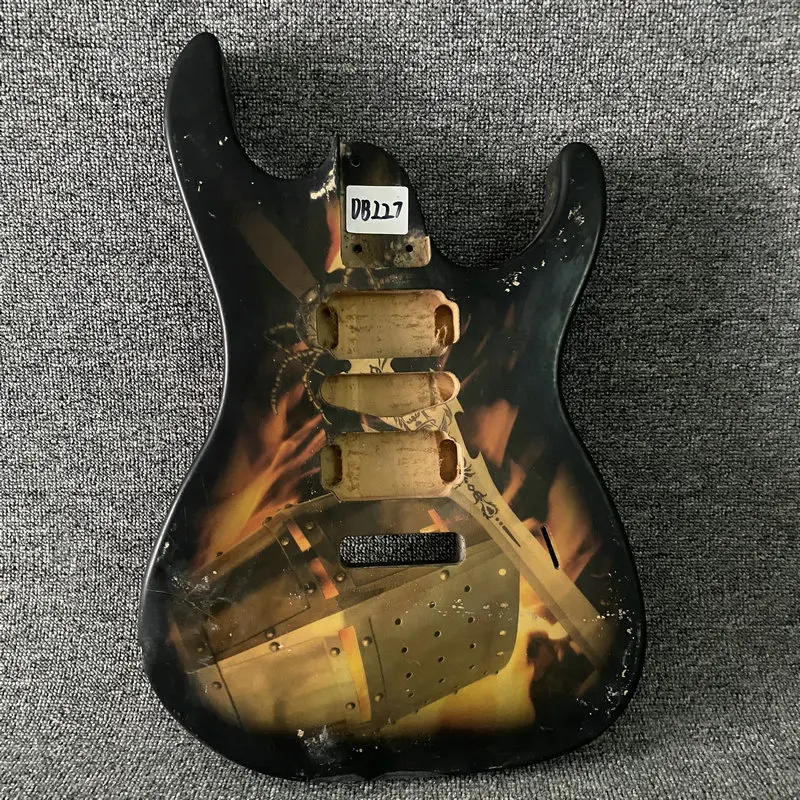 DB227 Transfer Printting Electric Guitar Body HSH Pickups Solid Wood  DIY Guitar PARTS with Damages Replace