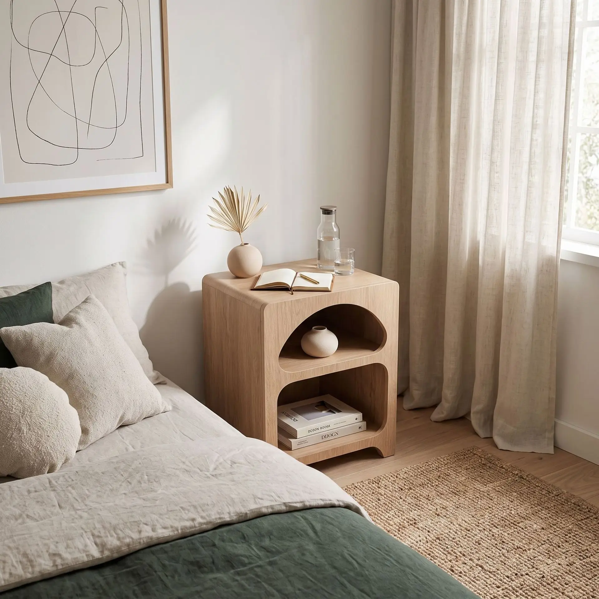 Nordic Simple Bedside Table, Bedroom Locker, Multi-functional Side Log Color Bedside Table, Small Apartment Finishing Cabinet