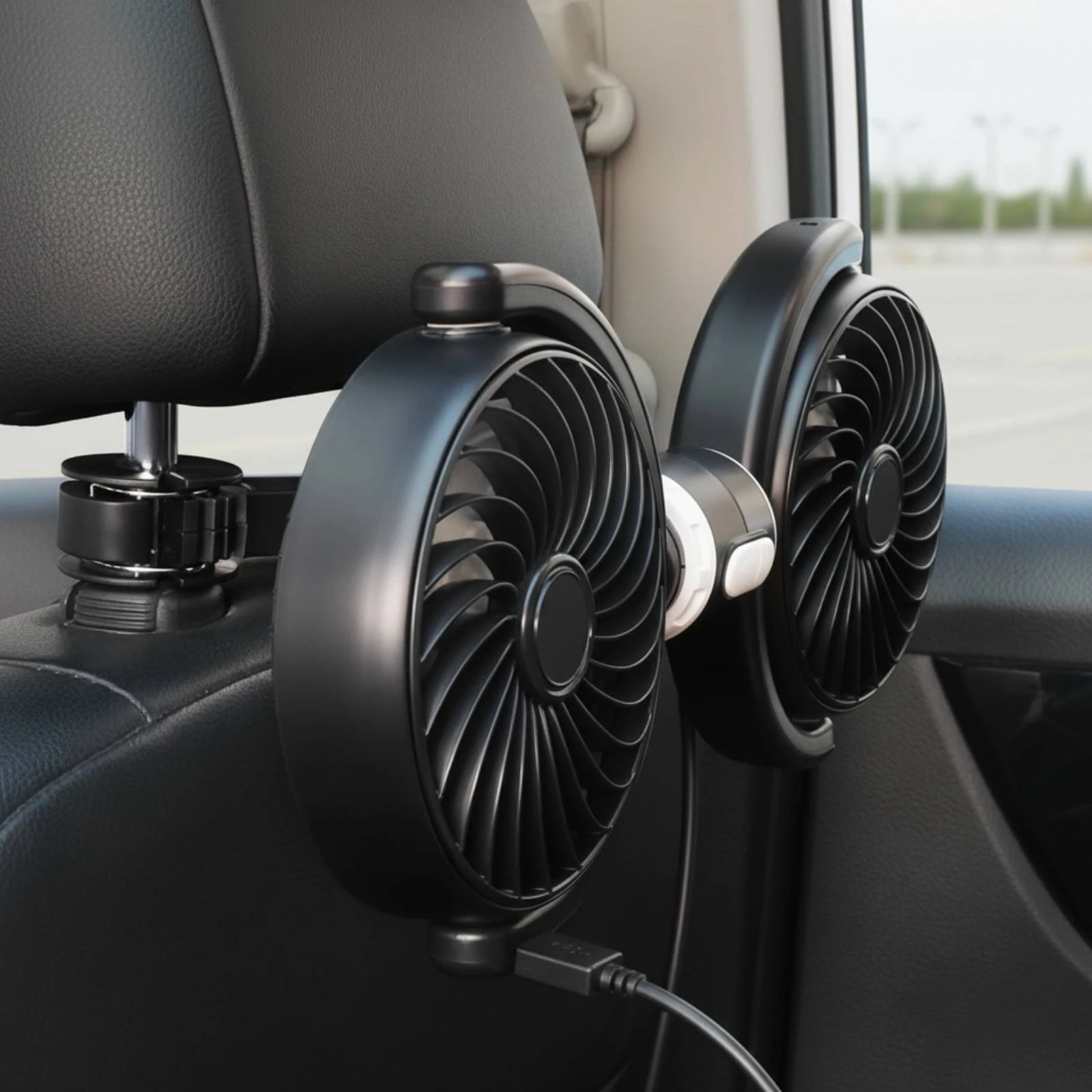 Dual Head Car Fan Multi-Angle Rotation twoHead Car Fan for Truck Cabin
