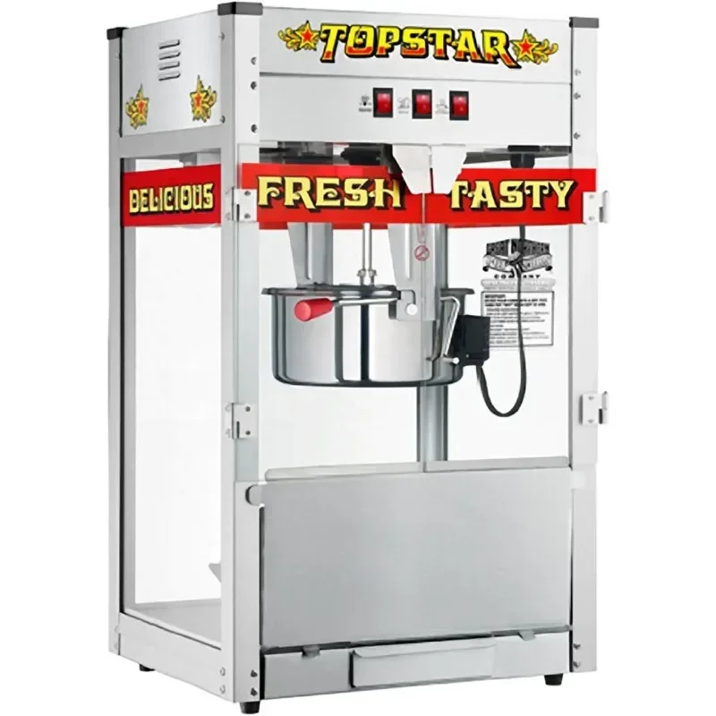 home.Top Star Popcorn Machine - 12oz Stainless-Steel Kettle, Reject Kernel Tray, Warming Light, and Accessories