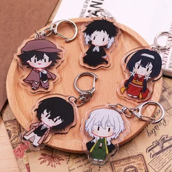 Action Bungo Stray Dogs Keychain Toys Q Version Nakajima Atsushi Yosano Akiko Kunikida Doppo Mori Ogai Plastic Key Ring Gift Toy