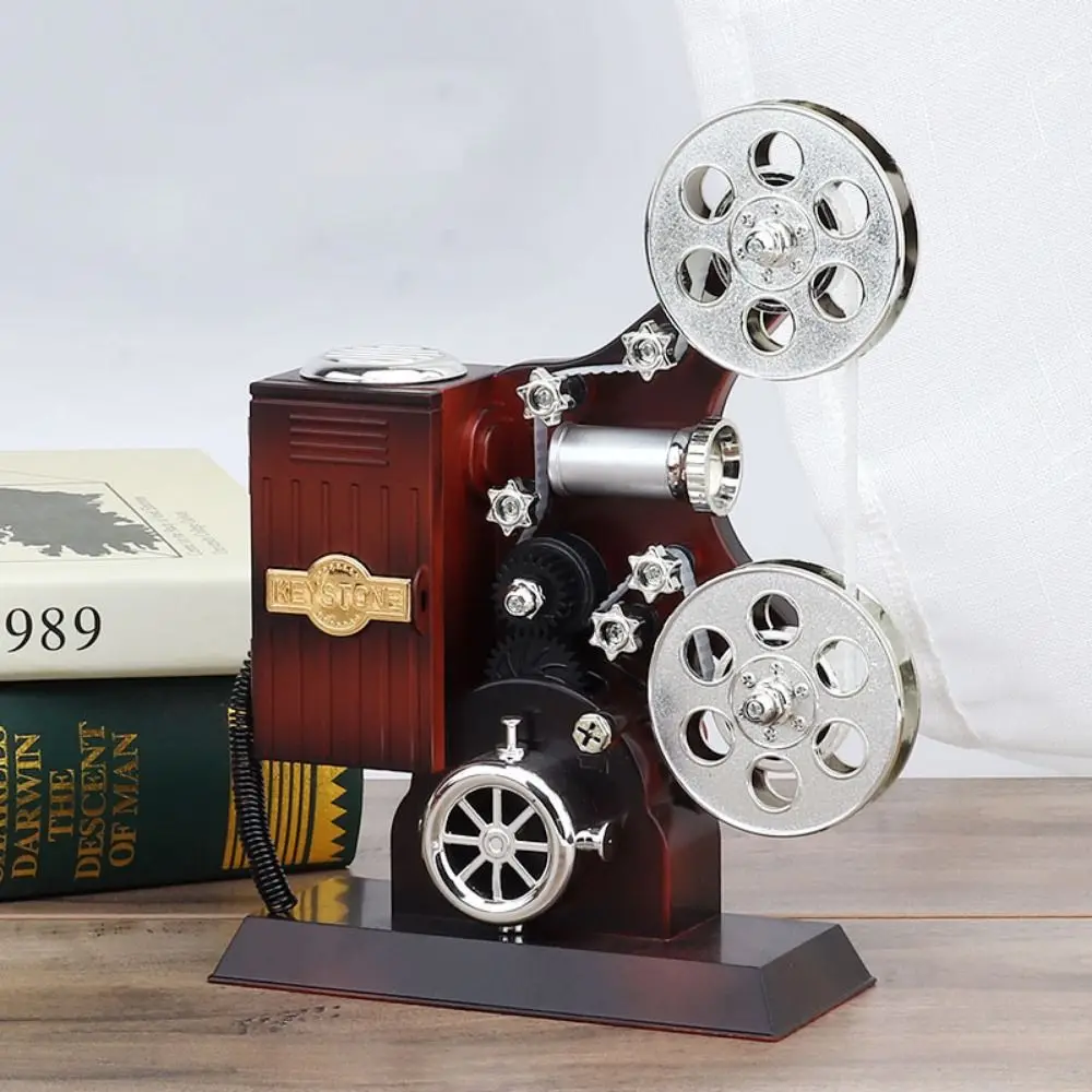 

Retro Hand Crank Cinema Movie Music Box With Mirror Old-fashioned Projector Ornament Nostalgic Player Music Box Home Decor