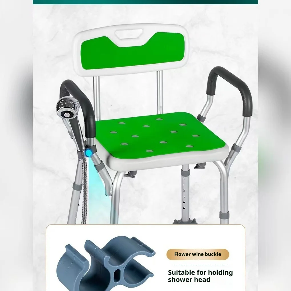 Modern Square Bath Chair Elderly Bathroom Stool Stable Seat Chrome Finish Aluminum Eco-friendly Height-adjustable Shower Chair