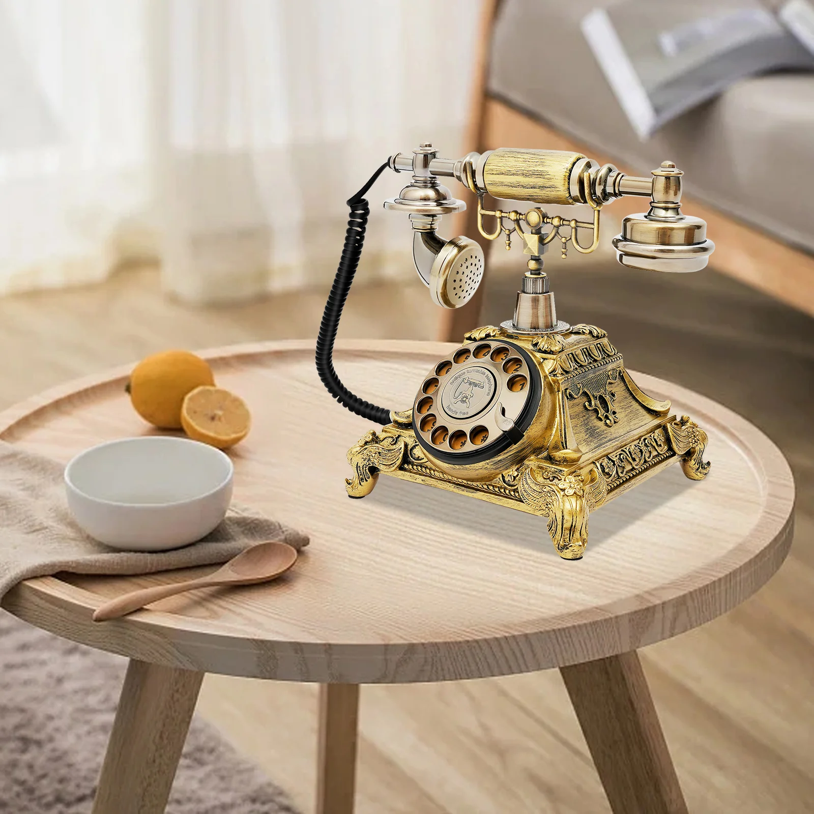 

Vintage Rotary Telephone Retro Corded Design Eco-friendly Nostalgic Appeal for Home Office or Café Decoration