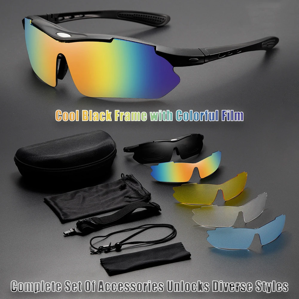 2025 Neue Unisex-Schutzbrille, bunte Nachtsicht mit austauschbaren Gläsern, Fahrradbrillen-Set, professionelle Outdoor-Ausrüstung