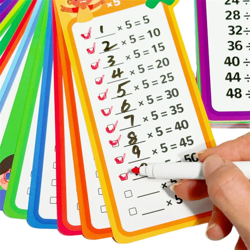 15Pcs/set Math Addition Subtraction Multiplication Division Card Reusable Practice Card for Kids Learning Early Education Toy