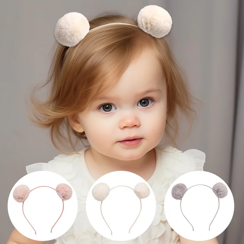 

1 шт. Милые повязки на голову с помпонами в виде кроликов для девочек, очаровательные пушистые модные игривые аксессуары, стильные головные уборы для детей, для повседневных тематических нарядов