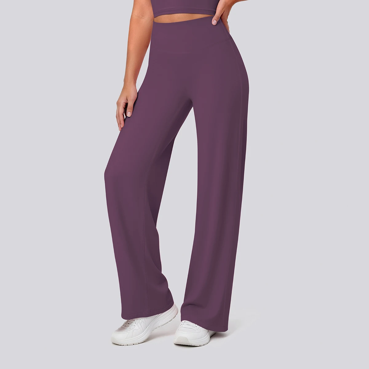 Rooftrellen Damen-Sporthose, Schlaghose, Hochgeschnittene, Lose Weite Hose, Einfarbig, Dünne Fitness-Sporthose für Frauen – Detail 20