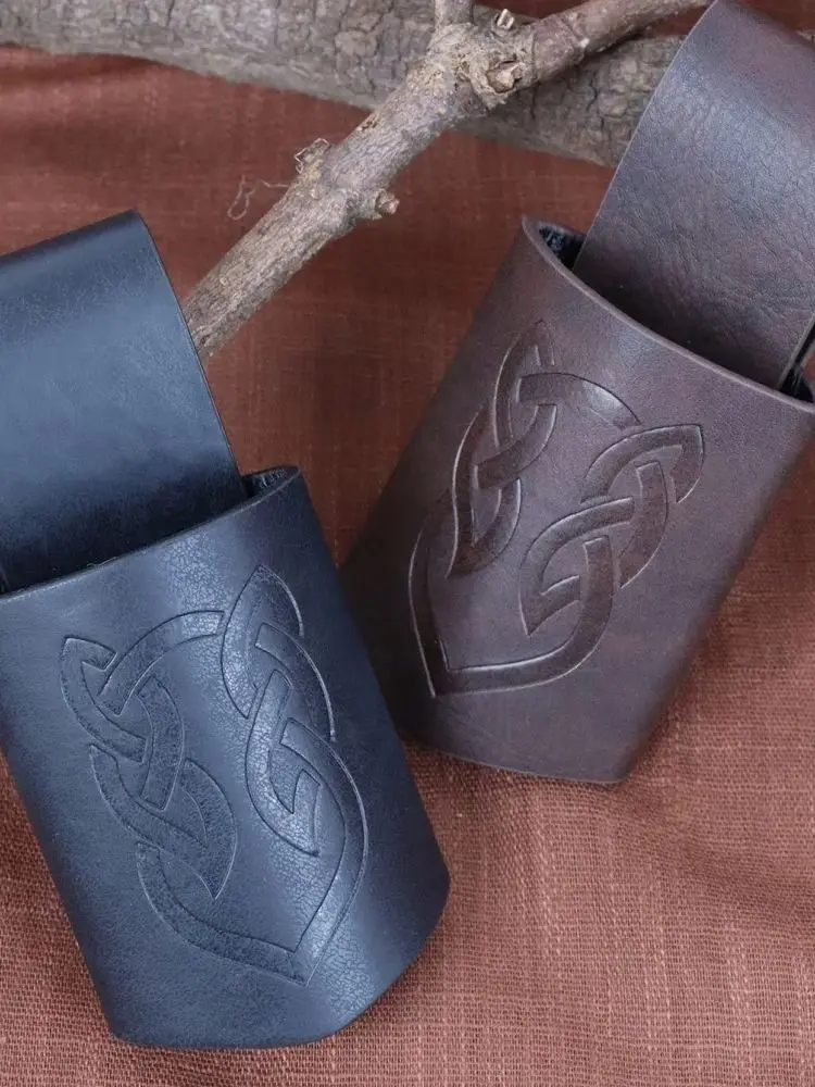 Étui en cuir PU pour épée grenouille, 1 pièce, pour ceinture médiévale, chevalier, poche, épée, Viking Larp