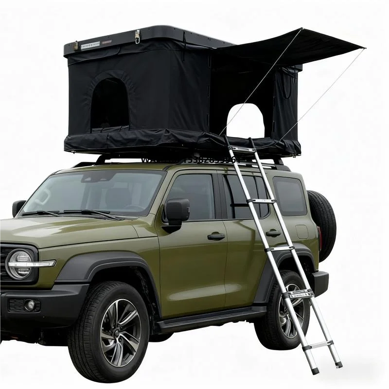 Car Camping Tent SUV&Sedan Roof Top Tent Semi-automatic Hydraulic Quick Open ABS+PC Hard Shell 280G Oxford Cloth with PU Coating