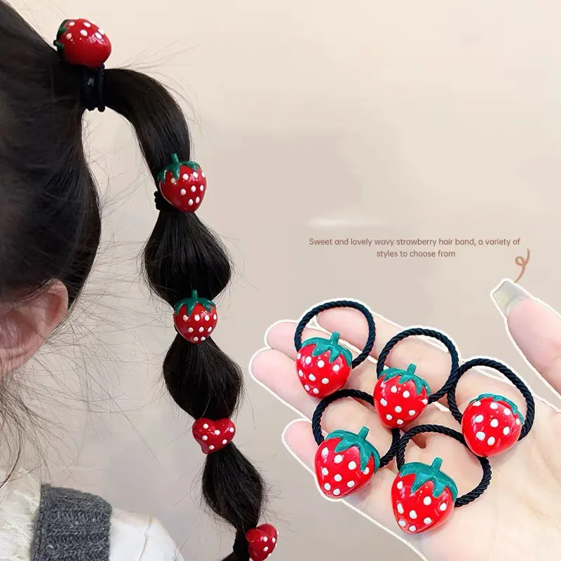 Bandas elásticas de cabelo para meninas, laços bonitos, corda de cabelo de coelho, bebê coração rabo de cavalo titular, ano novo, crianças, 5 peças por conjunto, 2022