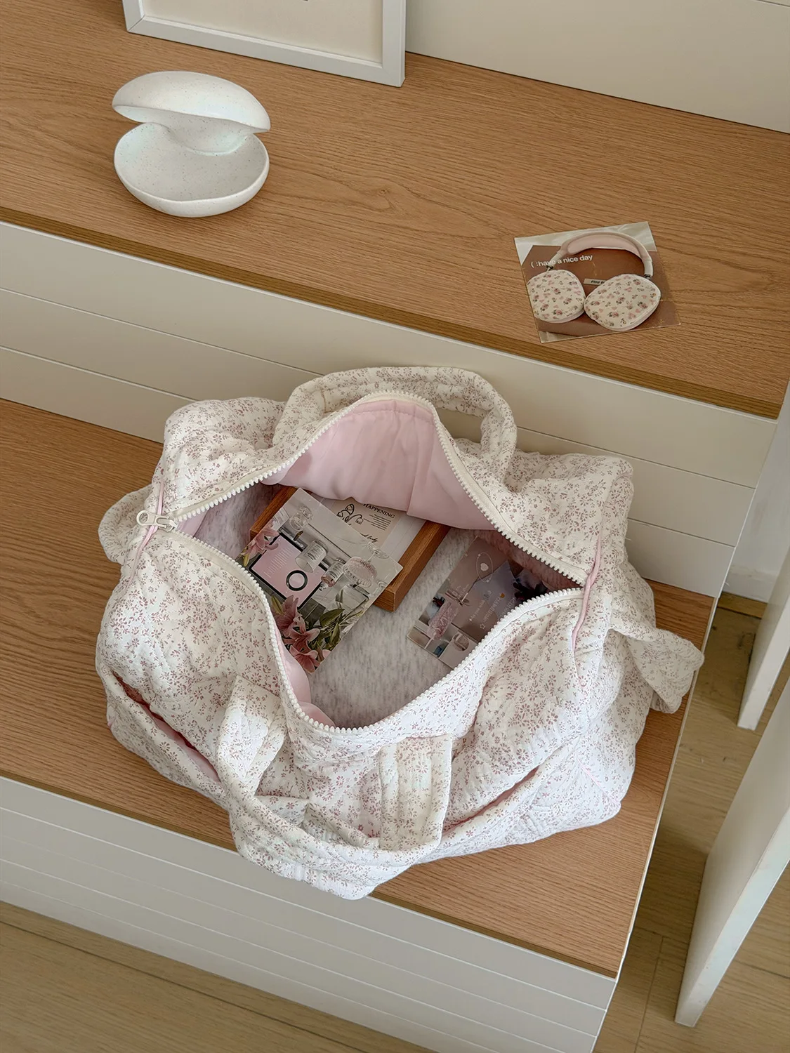YT-Style frische und süße Blumen-Reisetasche, neue Handtasche mit großem Fassungsvermögen, Studenten-Pendlertasche – Detail 5
