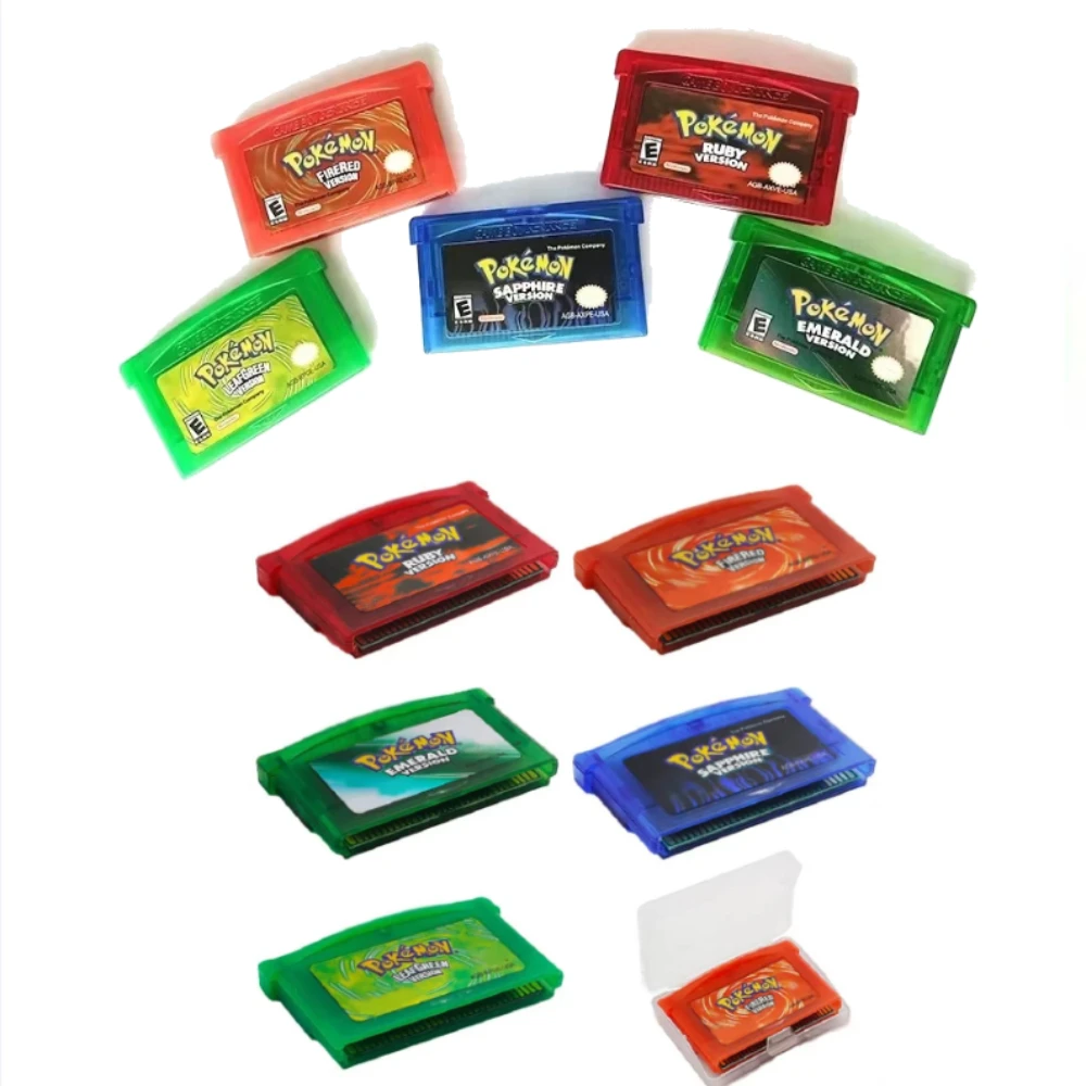Neue Pokémon GBA 6-Sprachen-Spielkarte 32-Bit-Videospielkonsolen-Kassette FireRed LeafGreen Ruby Sapphire für DS/NDS/GB Spielzeug-Geschenk – Detail 3