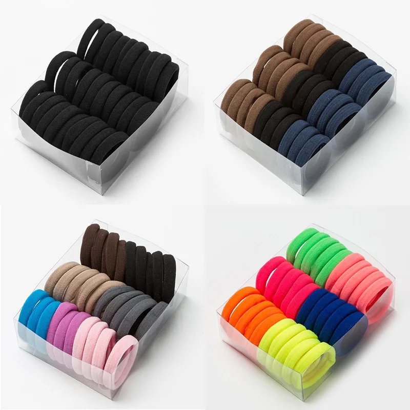 30PC/Set Simple Children Elastic Bands for Girl Ponytail Holders Soild Women Elastic Hair Bands Scrunchies Hair Accessories