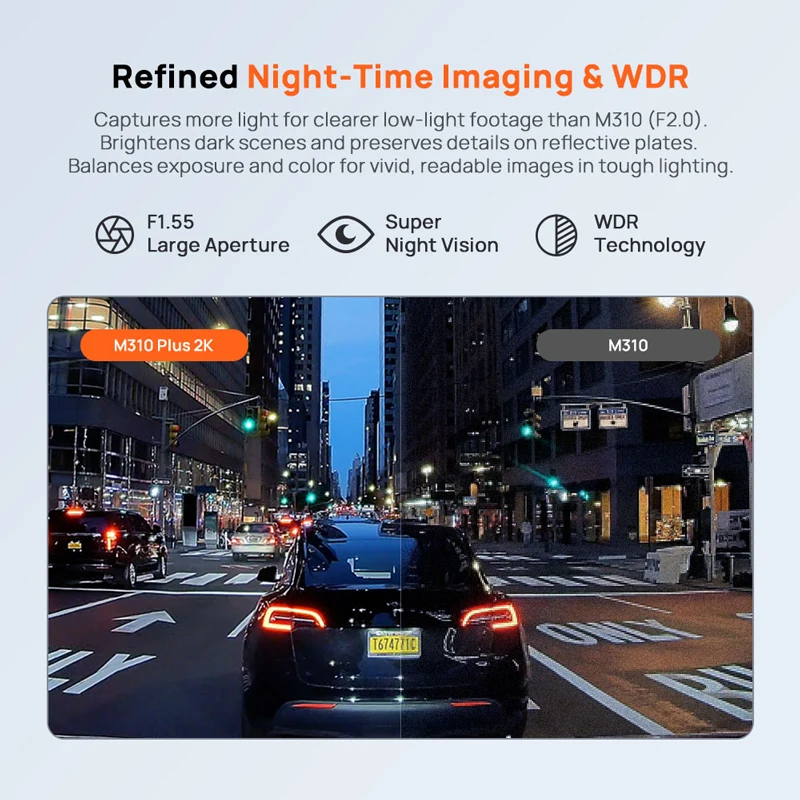 70mai M310 Plus 2K Dash Cam - 1440p Night Vision, Voice Control