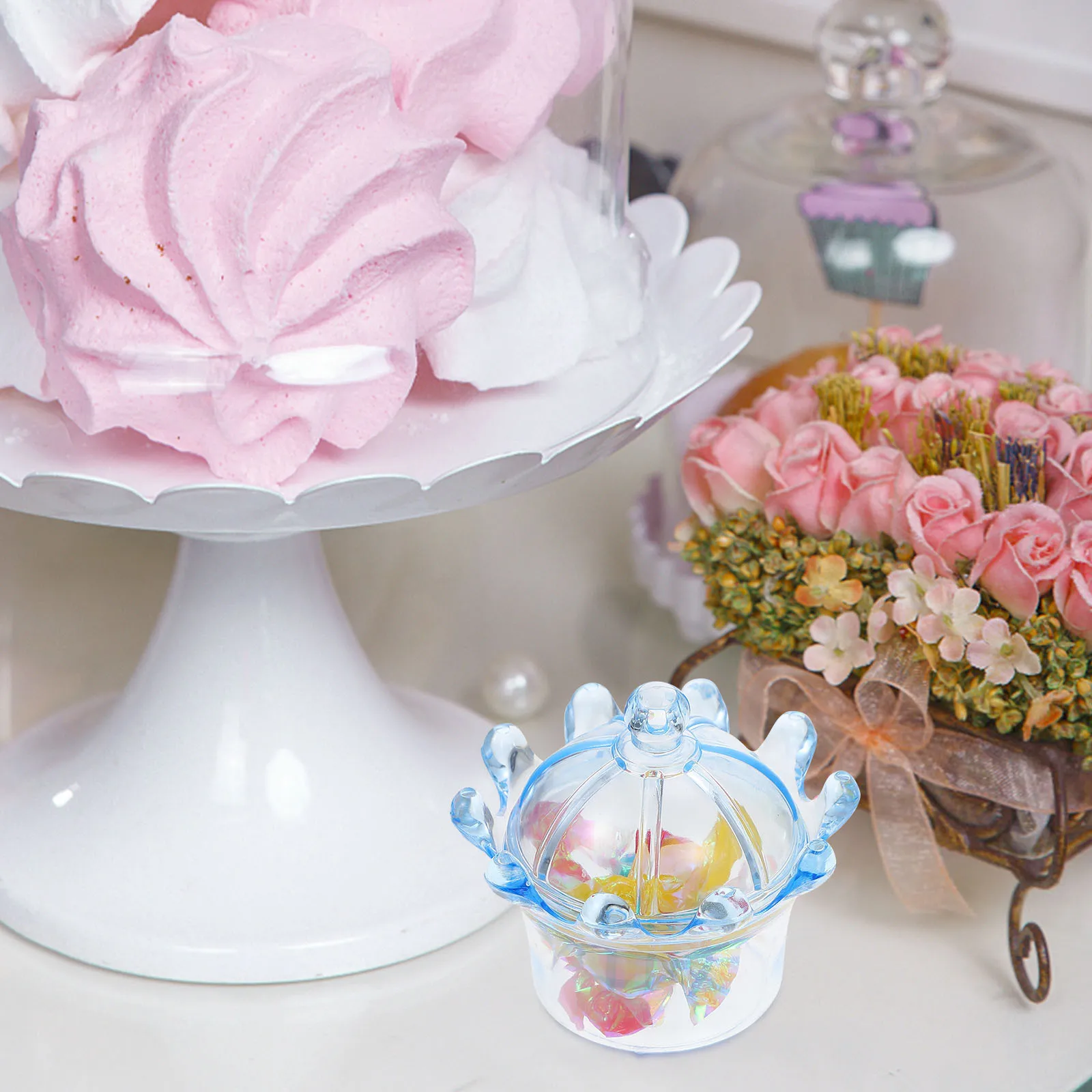 

6Pcs Wedding Candy Boxes Creative Plastic Crown Shape Lovely Candy Storage Party Sweets Gift Packaging Decorative Boxes