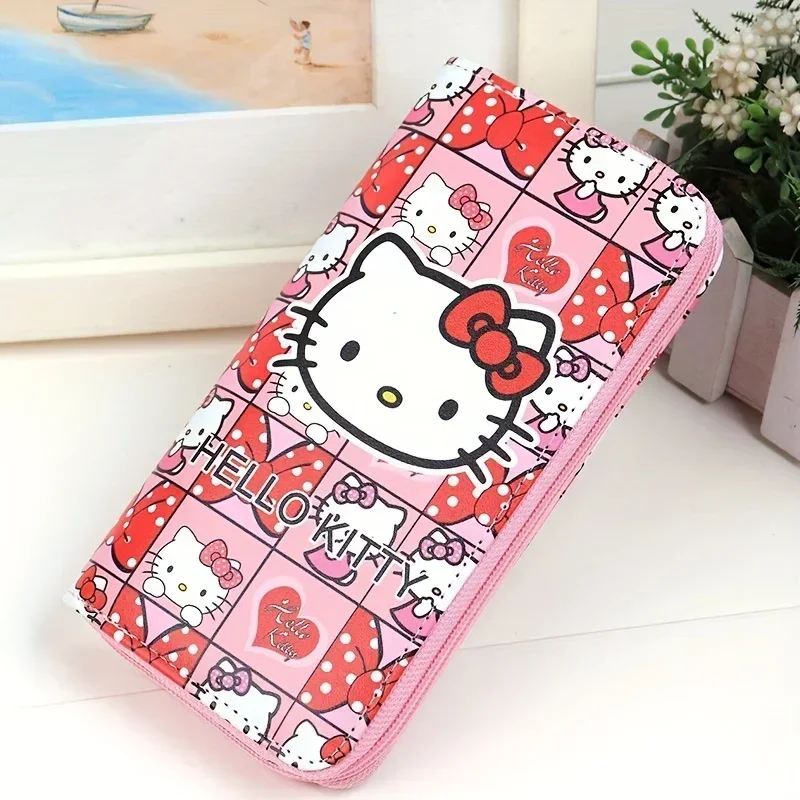 

Cure Sanrio Hello Kitty Wallets Women Girl Anime Cartoon Pink Long Zipper Wallet Bag Student Coin Purse Mobile Phone Bag
