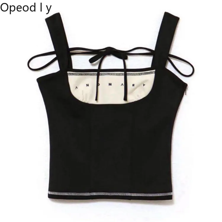 Japanese Pure Desire Chest Color Matching Strap Bow Pure Cotton Women's Vest Summer New Sweet Cool Girl Slim Sleeveless Tanks