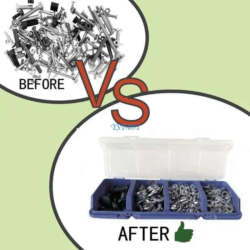 E15A Tool Area Organizers Boxes 2 Pack, Plastic 4 Compartment Hardware Cases with Clear Lids for Loose Screw and Nut Storage