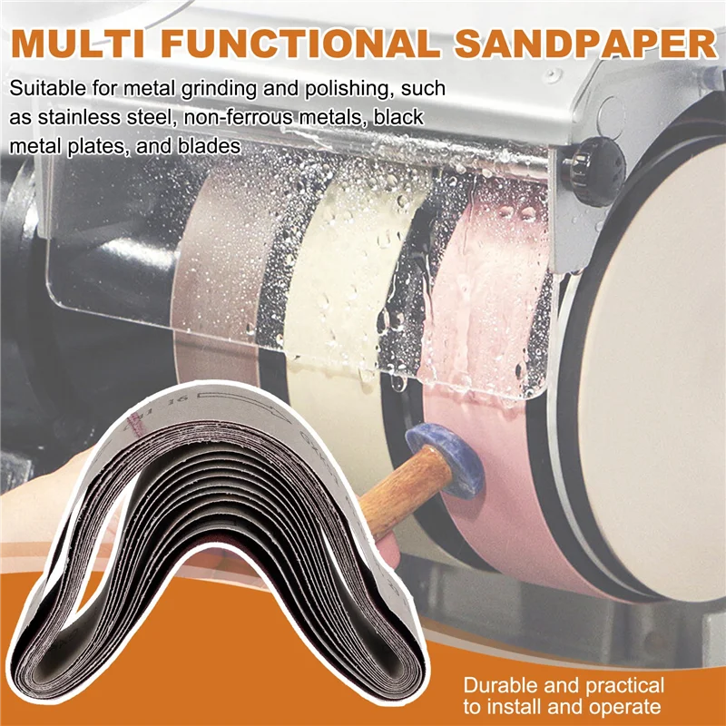 AC23-10Pcs Sanding Belts For Grinding Polishing Mixed 60/ 120/ 150/ 240 Grit 50 X 686 Mm