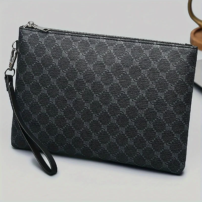 

Men's PU Fashion Clutch Bag, Large Business Wallet Wrist Bag with Coin Storage