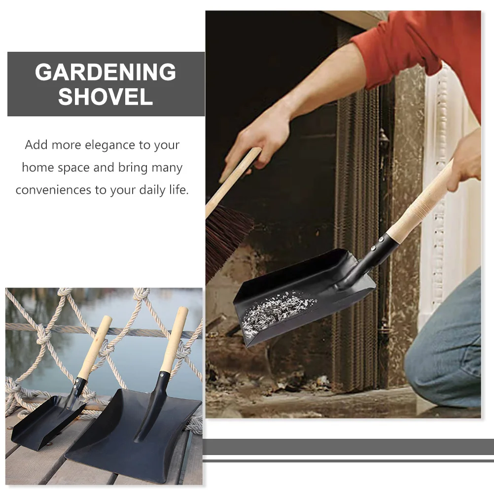 

Garden Shovel Large Square Head Wood Handle Ergonomic For Digging Transplanting Planting Soil Snow Ash Handheld Tool
