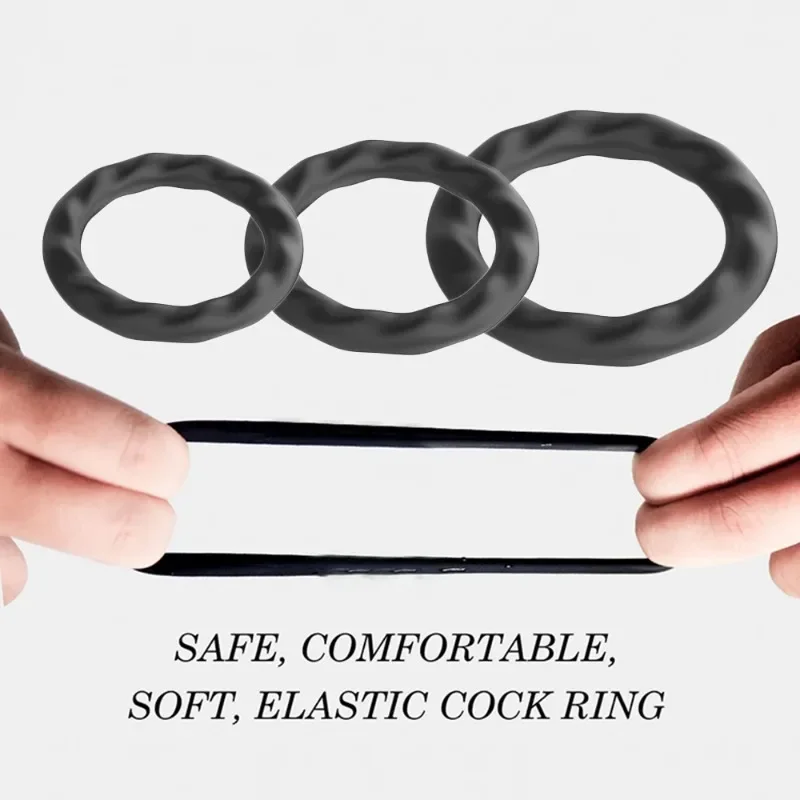 Cock Rings 3PCS Flash in The Night Lock durevole Silicone anello del pene giocattoli del sesso per gli uomini ritardo maschile eiaculazione scroto Lock Ring