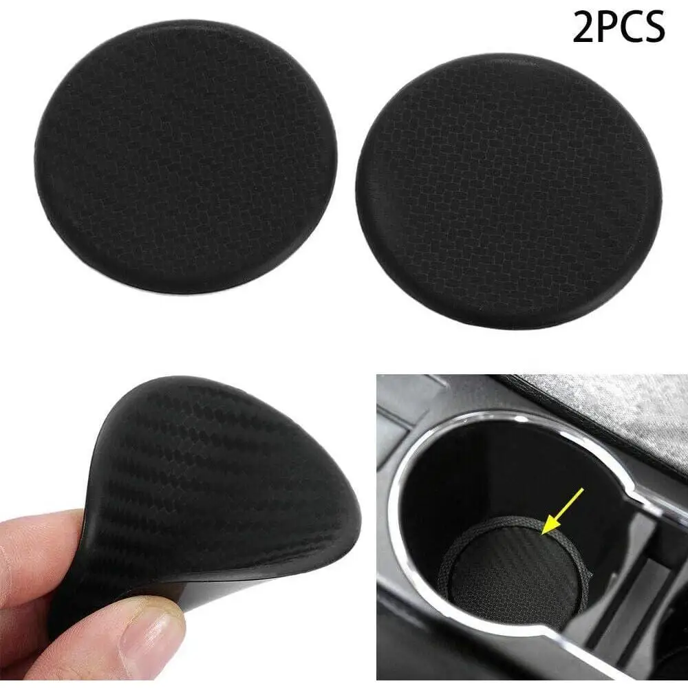 

2 pcs Car Cup Mat-Car Vehicle Water Cup Slot Non-Slip Carbon Fiber style For most standard car cup holders with a 63mm diameter