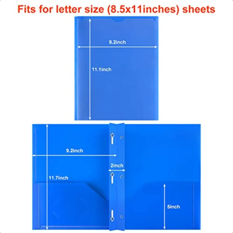 18 Packs 2 Pocket Folders with 3 Prongs Fastener Clasps Bulk Heavy Duty Plastic Folder Multicolor Folders for School and Office