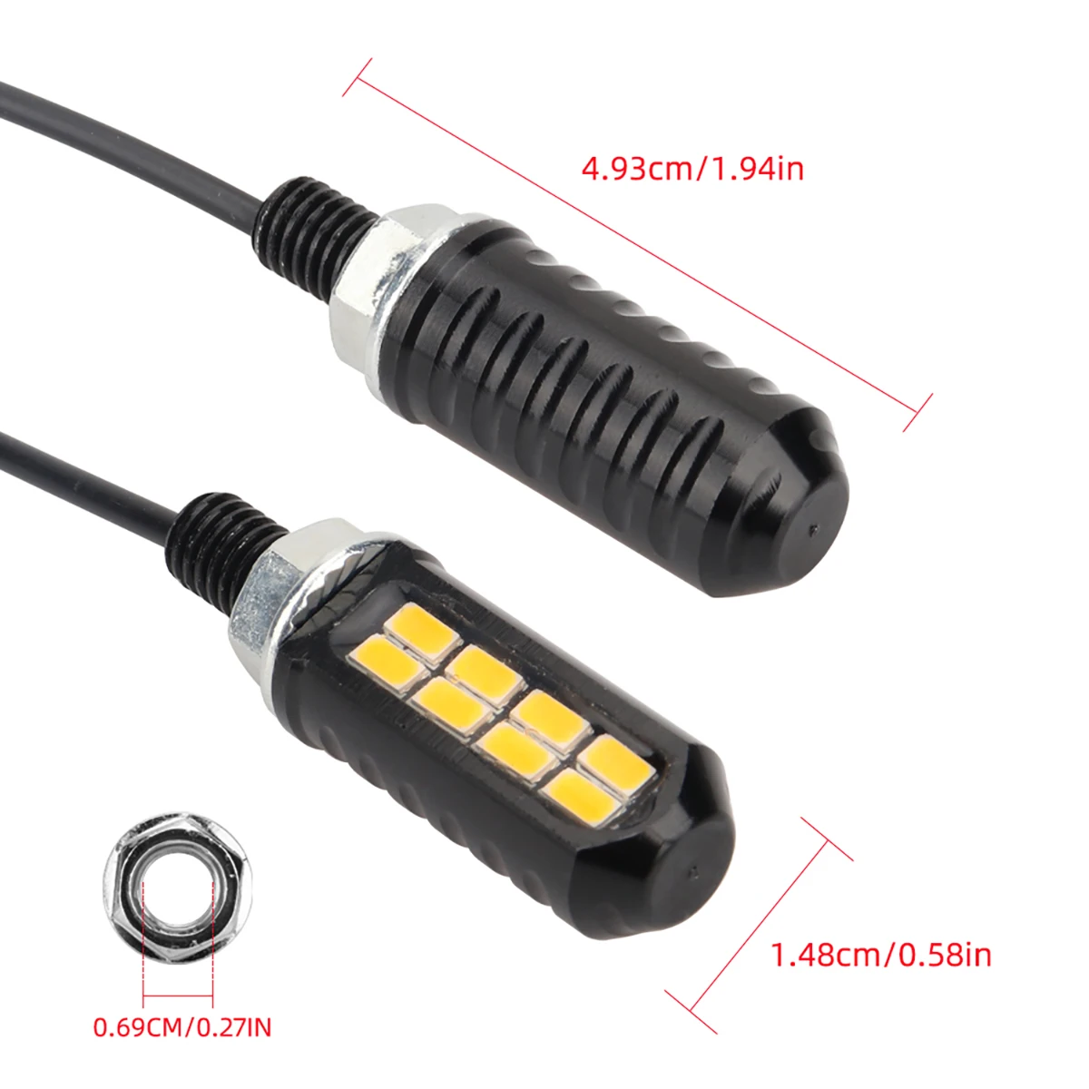1pair Motorcycle LED Bulb 8SMD Mini License Plate Light Yellow Light Indicator Tail Rear Light DRL Driving Lamp Signal Indicator
