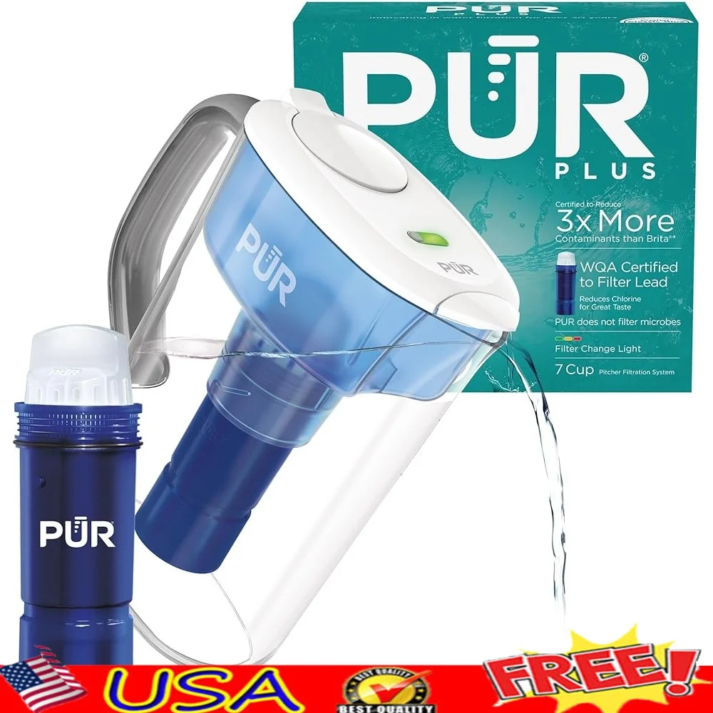 

Кувшин для воды на 7 чашек с свинцовым фильтром Можно мыть в посудомоечной машине Мощная фильтрация Компактная конструкция Индикатор смены фильтра