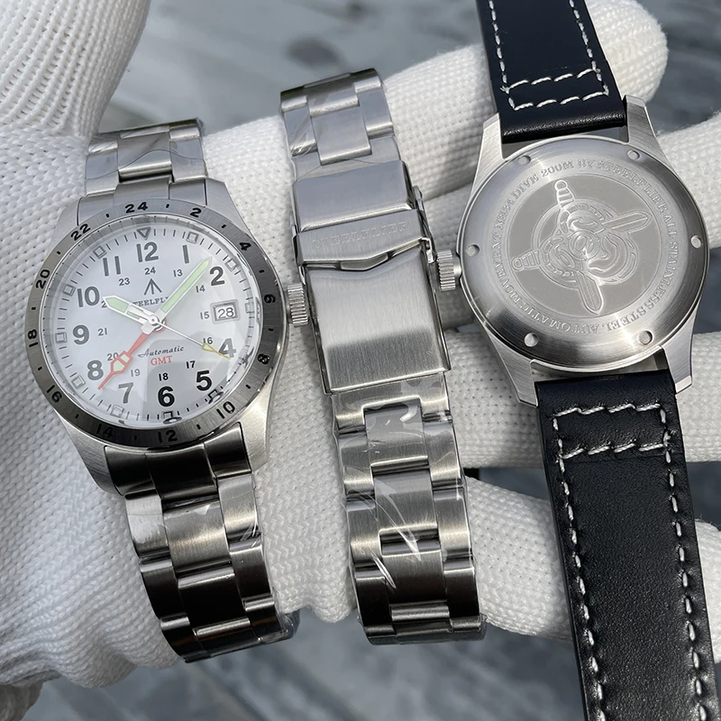 STEELDIVE Men GMT Watch 39MM Automatic Mechanical Wristwatch 20ATM Waterproof Luminous 4 Hands Sapphire NH34