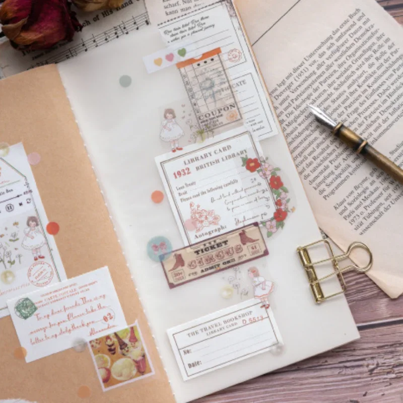 50sheets European Style Retro Sticky Note Portable Scrapbook Decorations Stickers Label Notepad Stationery Journal Decor Sticker