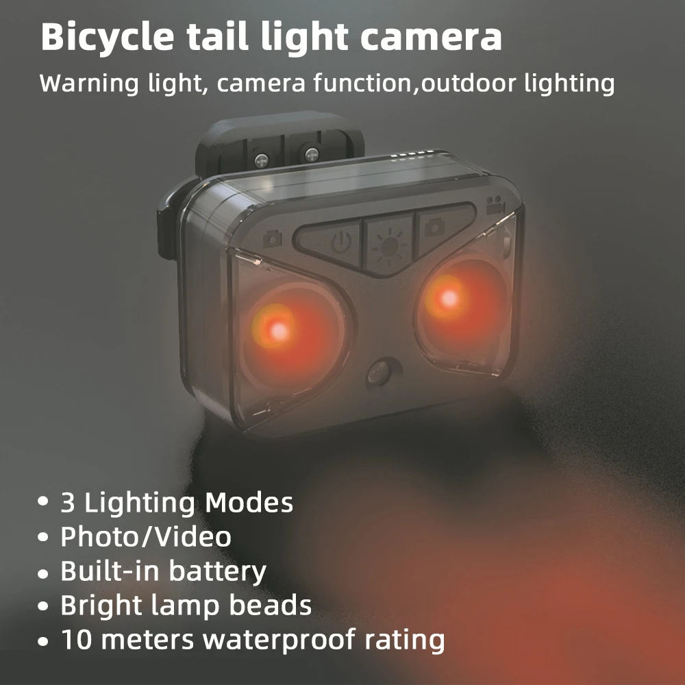 Bicycle Rearview Warning Camrecorder Waterproof Action Video Camera LED Lights HD720P Body Cam Motorcycle Helmet Miniature Cam