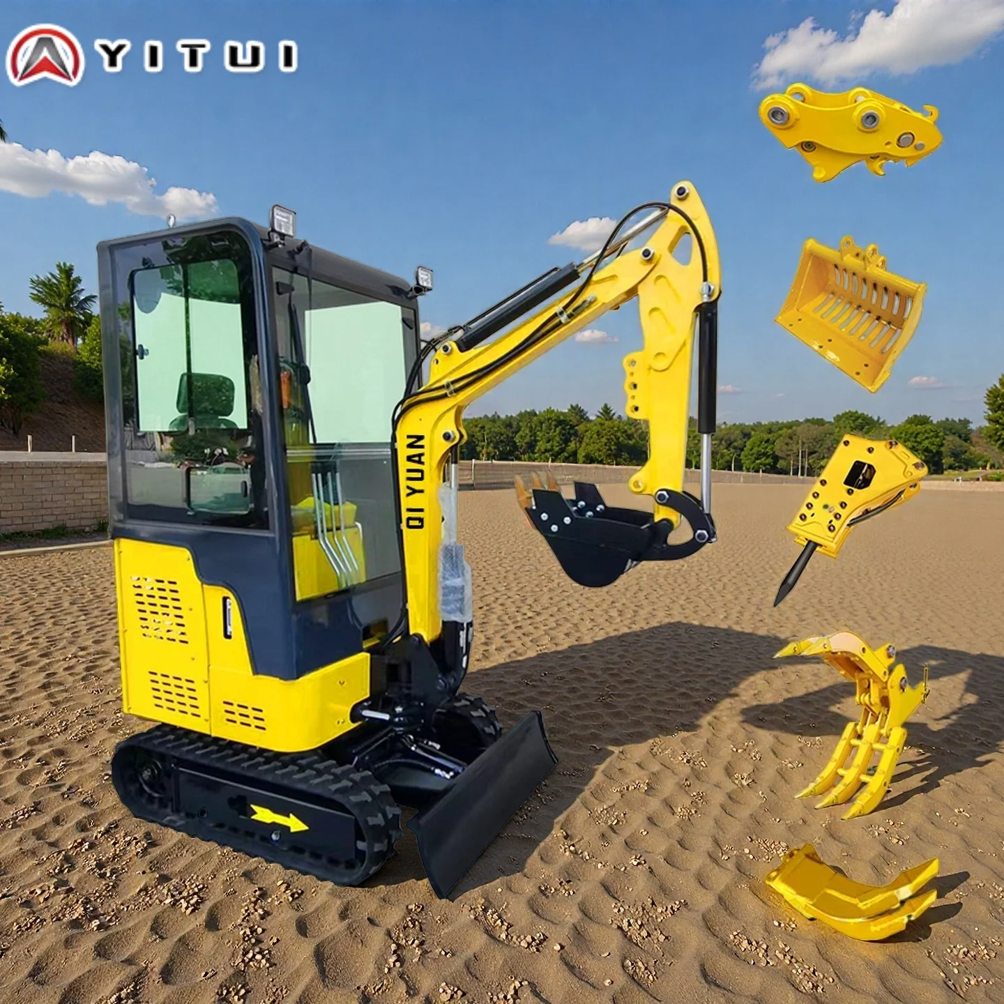 حفارة صغيرة صغيرة مخصصة 1.5 طن مع محرك كوبوتا CE EPA وEuro 5 متوافقة مع الأعمال المنزلية والبستان