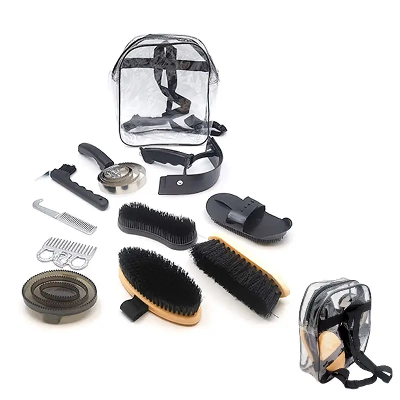 【SPECIAL】Equestrian For Horse Grooming Kit 10Pcs, Complete Care Set Featuring Brushes, Combs& Stable Cleaning Tools For Bathing&