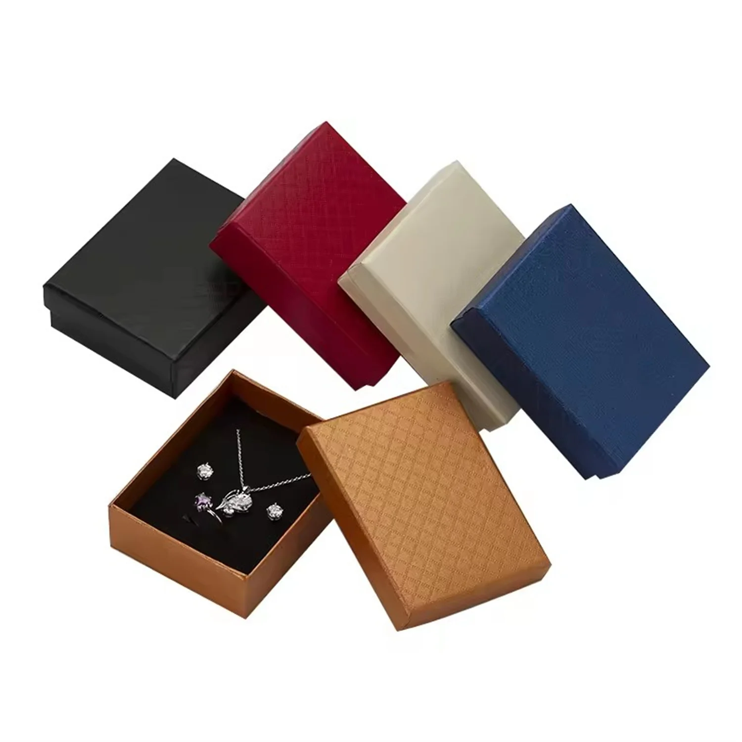 

24 Pcs Custom Logo Jewelry Box 7x9x2.7 cm Gift Box for Necklace Earring Ring Sets Packaging Gift Jewellery Box Display Cases