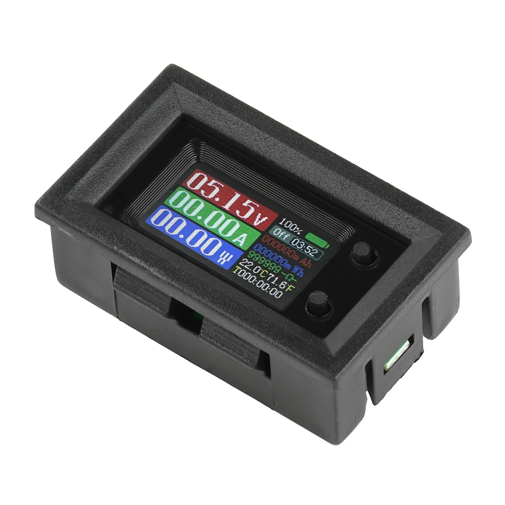 DC4-30V 10A 50A 100A Misuratore di energia digitale Voltmetro Amperometro Tensione Wattmetro Misuratore di temperatura Contatore di energia elettrica 9in1