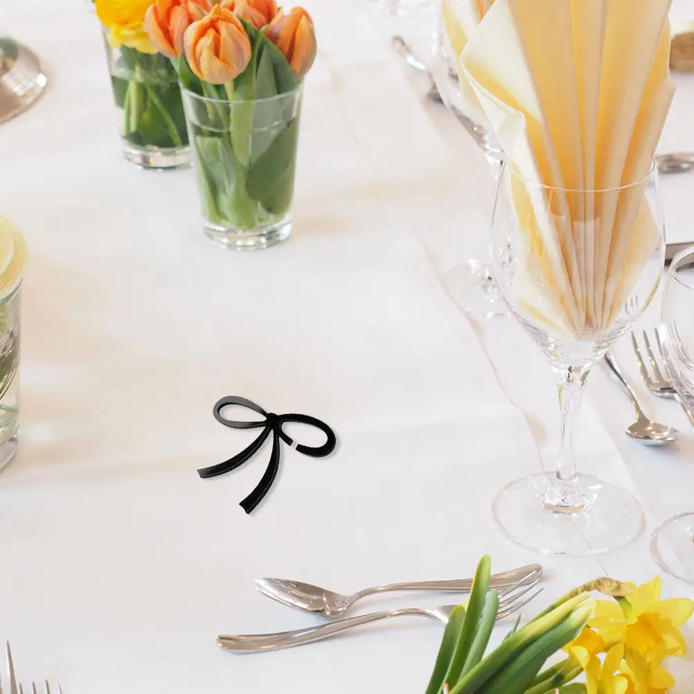 25 Marcadores de Copas de Vino Acrílicos con Lazo Negro, Etiquetas Elegantes para Bebidas, Marcadores Reutilizables para Fiestas, Bodas, Cumpleaños y Cócteles