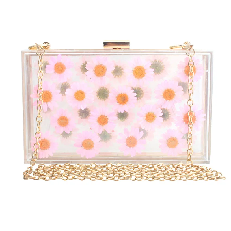 

Весенне-летняя акриловая прозрачная маленькая квадратная сумка с цветочным принтом, сумка для банкета и светского ужина, сумка-мессенджер на плечо, Handtasche