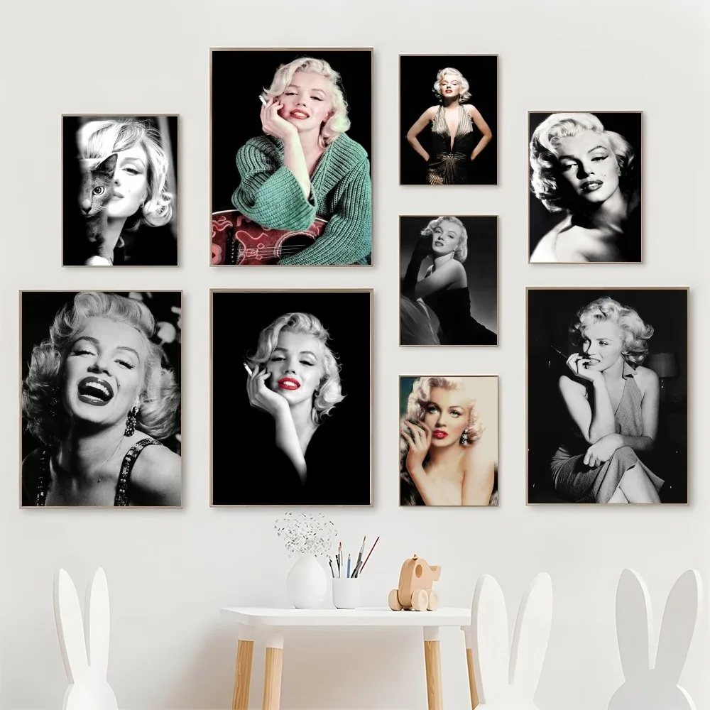 1PC Marilyn Monroe Poster Self-adhesive Art Waterproof Paper Sticker Coffee House Bar Room Wall Decor