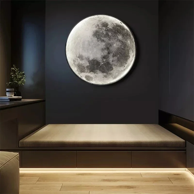 

Art Moon Led Wall Lamp Aisle Corridor Mural Art Sconce Foyer Hallway Gallery Background Decoration Kid Bedroom Bedside Light