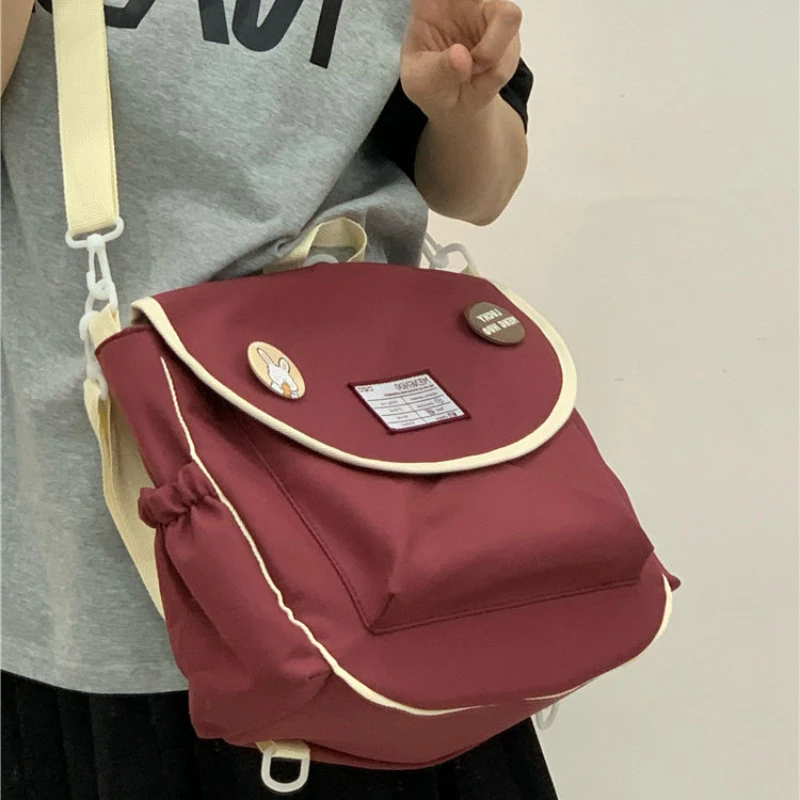 Harajuku Style Large Capacit Backpack and Crossbody Shoulder Bag for Women Girls Students Schoolbag Laptop Messenger Bag Handbag