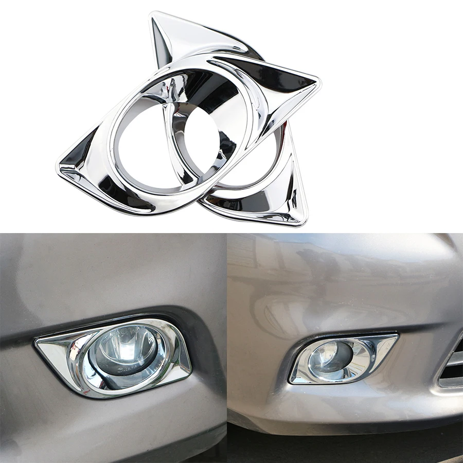 2Pcs Chrome Front Fog Light Cover Sticker for Nissan Versa Latio Almera Sunny 2011 2012 2013 2014 2015 2016 2017 Accessories