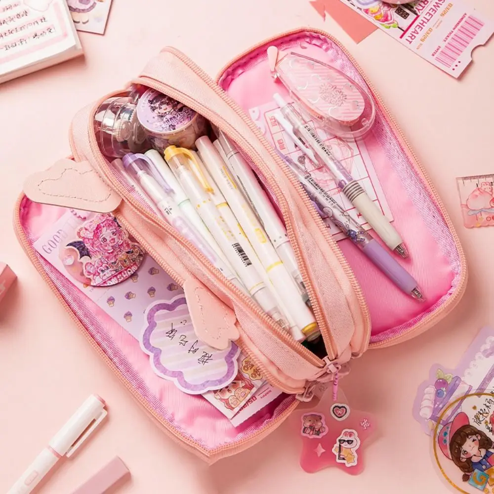 

Large Capacity Angel Pencil Cases Waterproof Smooth Zipper Angel Pencil Bag Girl Rabbit Three Layers Angel Pen Box Stationery