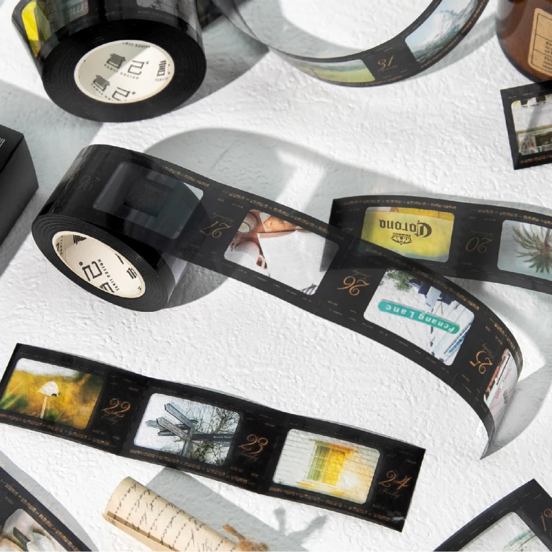 365pcs Camera One Day Series Retro Ins PET Date Label Stickers Creative Collage DIY Scrapbook Handmade Planner Supplies